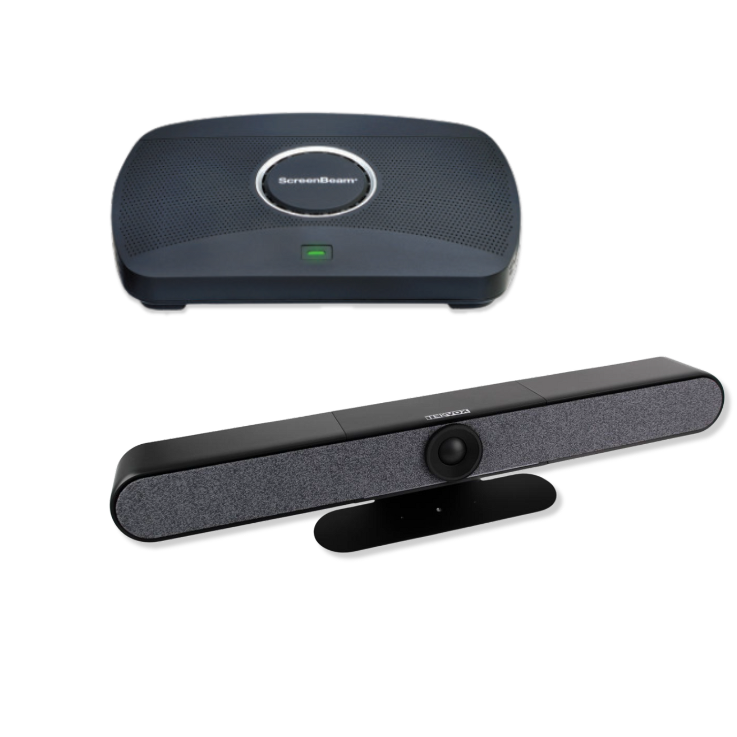 Product image showing a ScreenBeam 1100 Plus and a TEKVOX Wunderbar