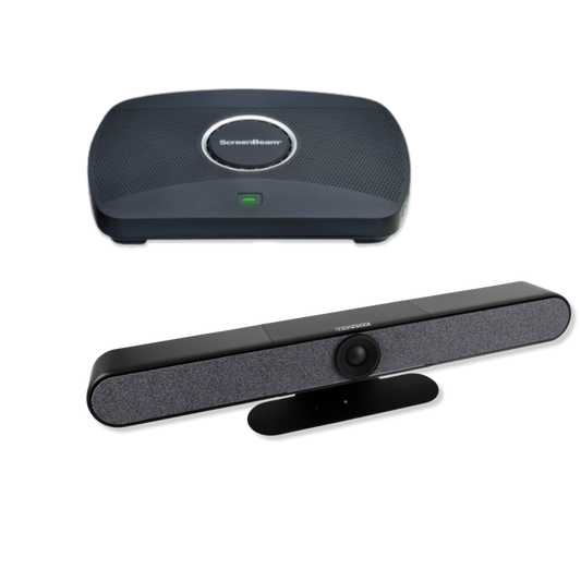 Product image showing a ScreenBeam 1100 Plus and a TEKVOX Wunderbar